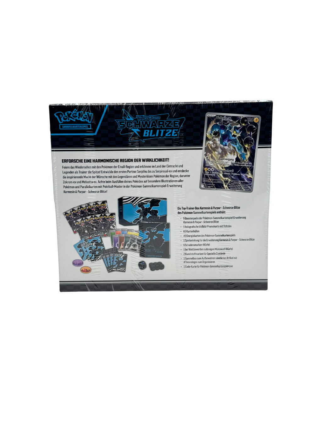 Pokémon Top-Trainer-Box Karmesin & Purpur – Schwarze Blitze