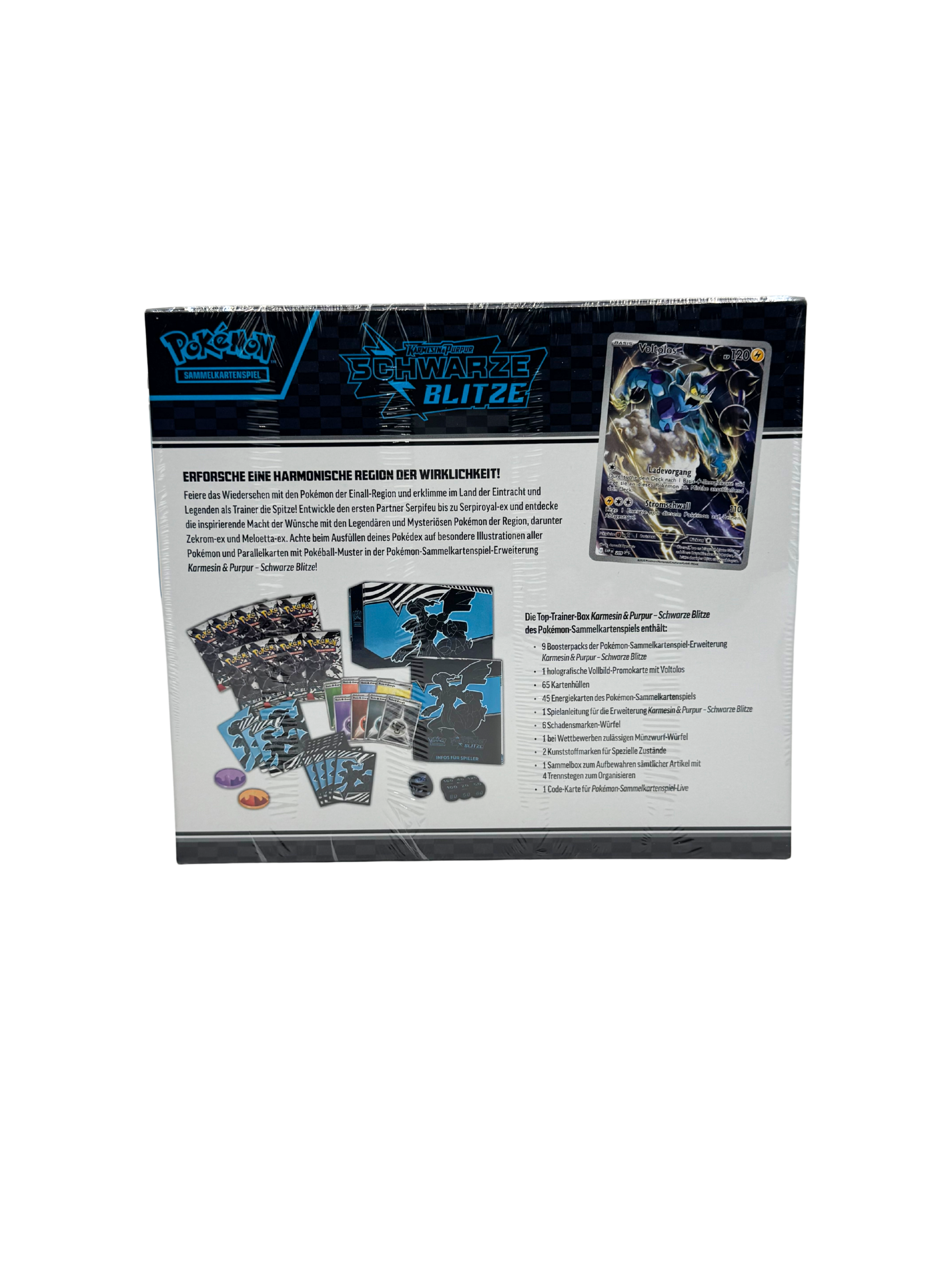 Pokémon Top-Trainer-Box Karmesin & Purpur – Schwarze Blitze